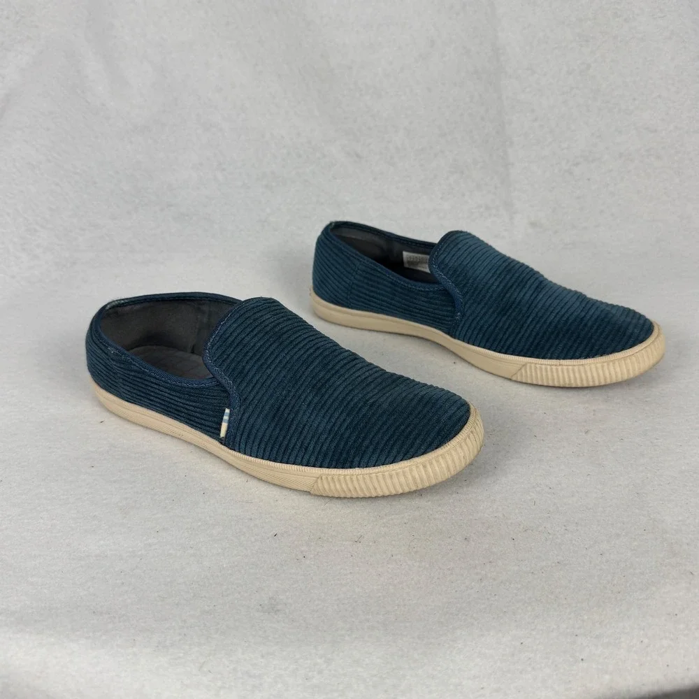 TOMS Slip On Sneakers Womens 6‎ UK 4 Corduroy Low Top Navy Blue Casual Summer
